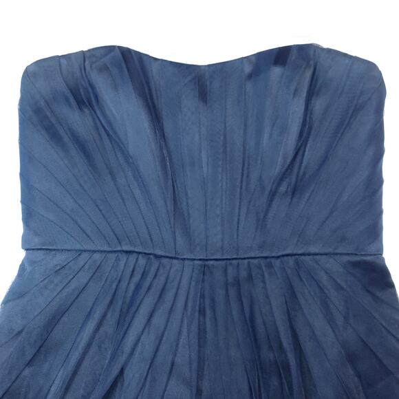 White by Vera Wang Navy Blue Strapless Tulle Mini Dress Bridesmaid Prom Gown 10 - Picture 5 of 12